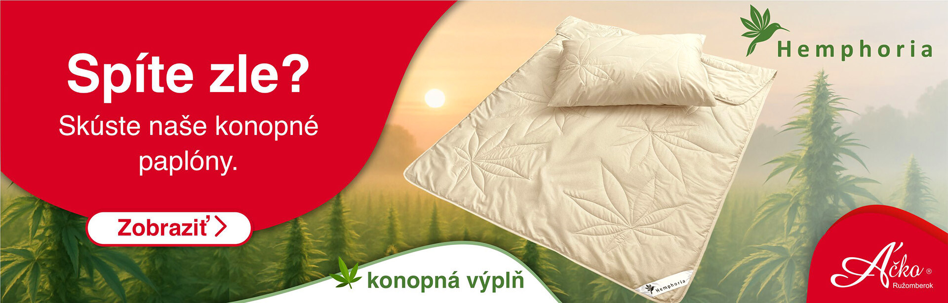 Konopné vankúše a paplóny aké ste nevideli. Dokonale harmonický spánok s konopnou výplňou. | acko.sk