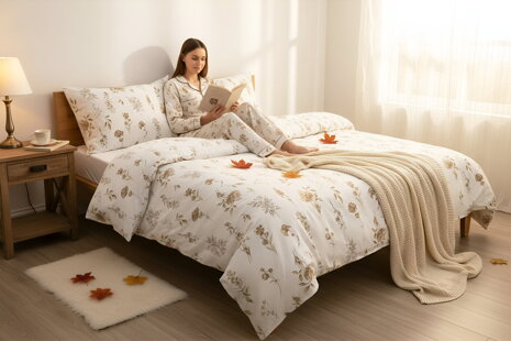 Flanelové obliečky na zimu Posteľ s flanelovými obliečkami v útulnej zimnej spálni | acko.sk